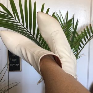 Free People White Low-Heel Booties